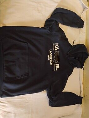 Karl Lagerfeld Black Crewneck Hoodie with White Logo